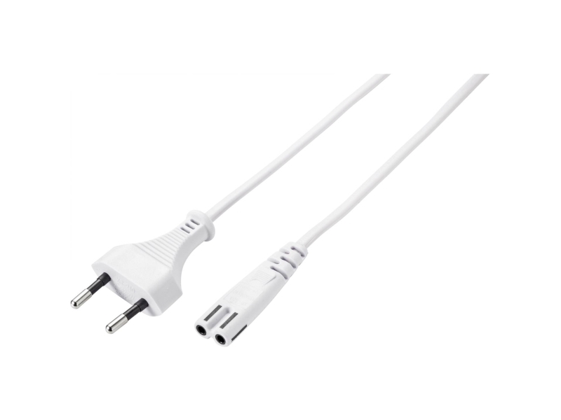 Conrad Sy-5044236 Strom Netzkabel Weiß 3.00 M, 3 M, Strømstik Type C, C7 Forbinder, 230 V, 2.5 A