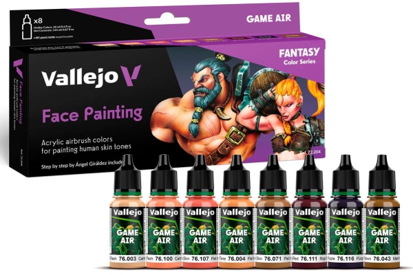 Vallejo 72.204 Game Air face painting set (8 x 18 ml) | Hobby - Färg vattenbaserad - Game Air | GameStuff