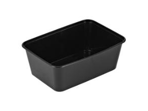 Bakke 960 ml 175x120x60 mm Nudelbakke til Mikroovn PP sort,10 ps x 50 stk/krt