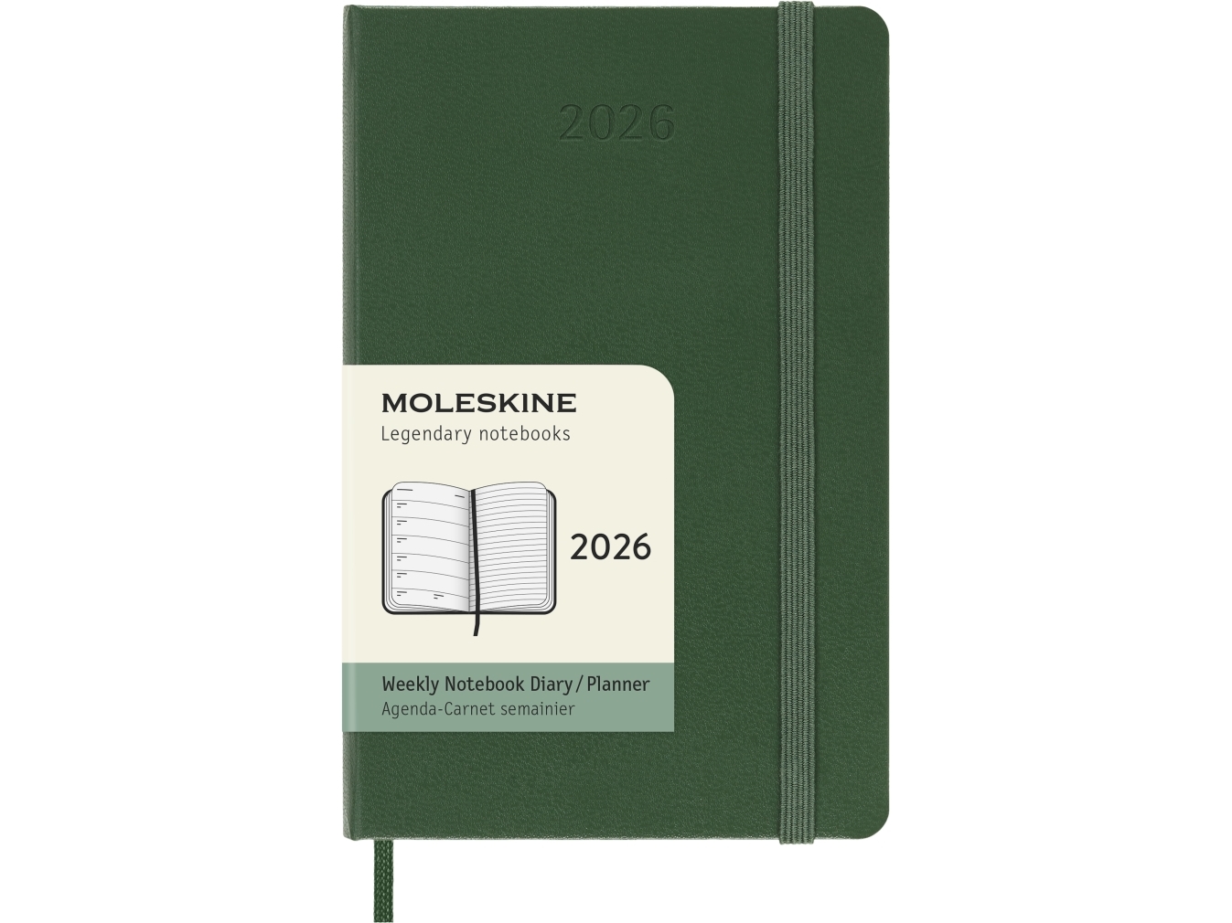 Classic Hard 12M Week Note Pocket Myrtle Green 2026