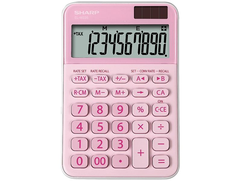 Sharp El-M335, Desktop, Basis, 10 Cifre, Batteri/Solar, Lyserød