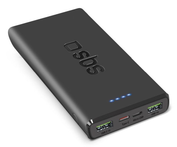 SBS TTBB10000FASTPD2, 10000 mAh, Adaptive Fast Charging, 20 W, musta