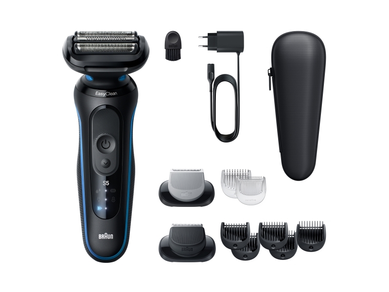 Braun Series 5 52-B1650s, Folie Shaver, Blå, Knapper, Batteri, Indbygget Batteri, 50 Min.