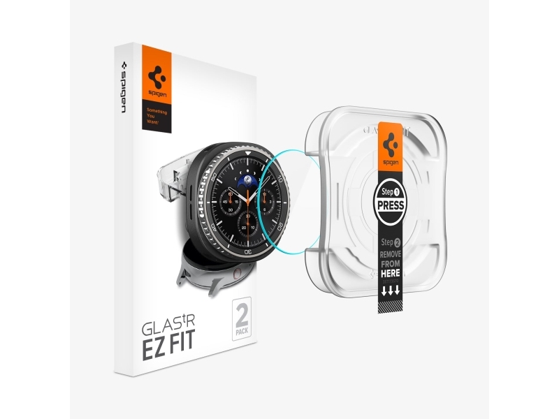 Spigen Glas.Tr Ez Fit, Skærmbeskytter, Smartwatch, Transparent, Samsung, Watch 8 Classic (46Mm), Hærdet Glas