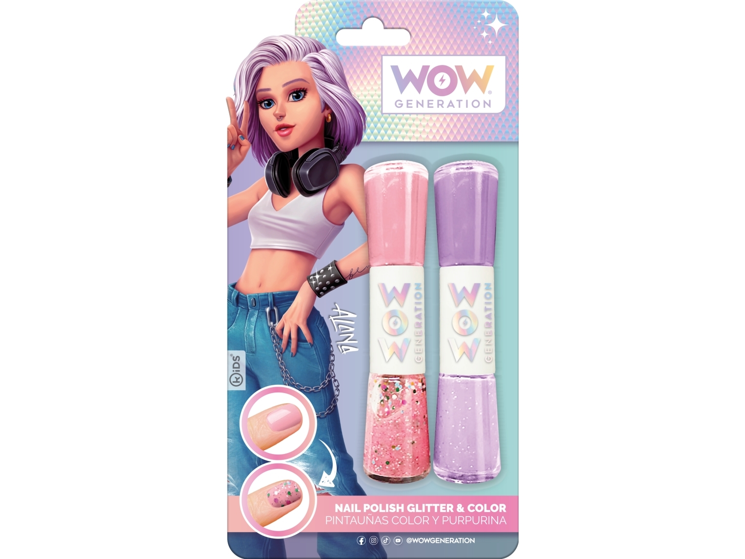 Kids Euroswan Neglelak kolorowy i brokatowy WoW Generation WOW00013 mix