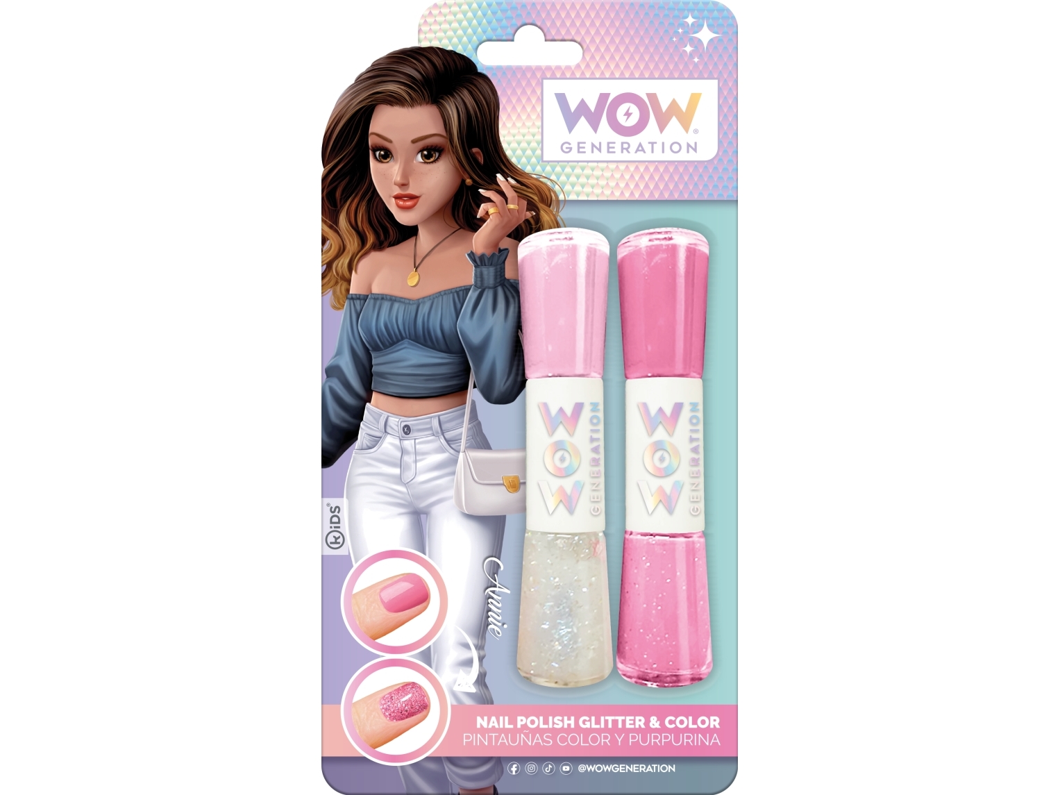 Kids Euroswan Neglelak kolorowy i brokatowy WoW Generation WOW00013 mix