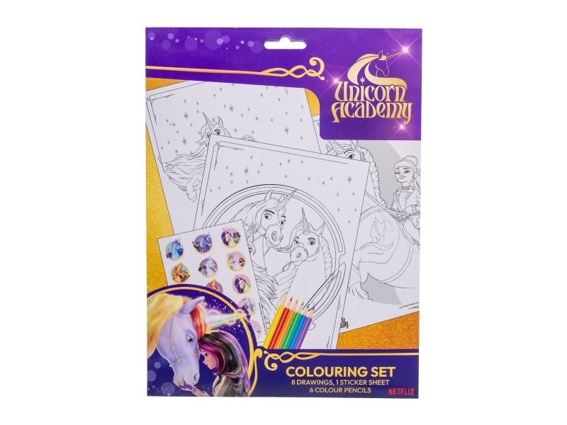 UNICORN ACADEMY, Färgläggningsset med 6 färgpennor | N - A | GameStuff