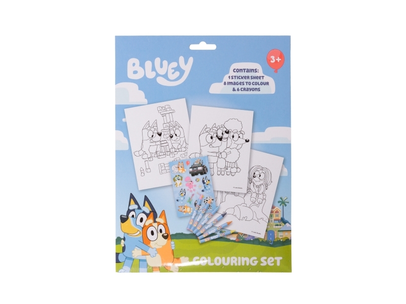 BLUEY färgläggningsset med 6 kritor, papperskuvert | Andra leksaksmärken - Blå | GameStuff