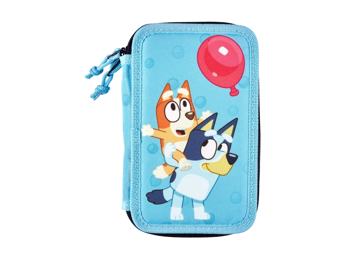 BLUEY 2-fack fylld pennfodral, 300D RPET nylon, A6 anteckningsbok, pennvässare, linjal 15 cm, 12 färgpennor, 2 pennor, suddgummi, 300D nylon, 19,5 x 12,5 x 5 cm | Skola & Hobby - Till skolväskan - Pennfodral | GameStuff
