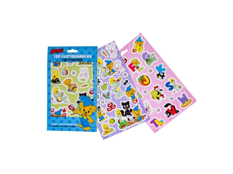 BAMSE klistermærker sæt med 100 klistermærker, papirpakke