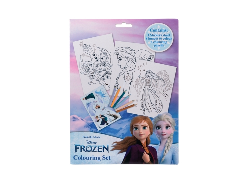 FROZEN Färgläggningsset med färgläggningsark och 6 förvässade färgpennor, packade i polybag med headerkort | N - A | GameStuff