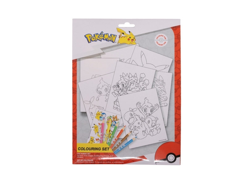 POKÉMON färgläggningsset med färgläggningsark och 6 förvässade färgpennor, packade i plastpåse med headerkort | Andra leksaksmärken - Pokémon | GameStuff