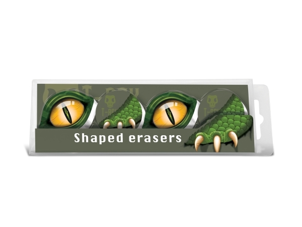 DINO T-REX, 4 formade suddgummin i acetatlåda | Skrivredskap - Korrigeringsprodukter - Korrigeringspenna | GameStuff