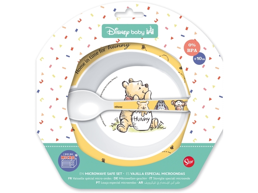 BABY, Småbørn 2-stk. SÆT, skål + ske, Peter Plys