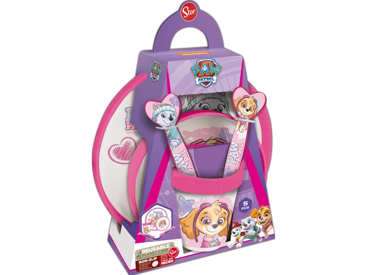 PAW GIRL 5-delars halkfri: tallrik/skål/mugg/bestick | Hälsa - Tillbehör - Vattenflaskor | GameStuff