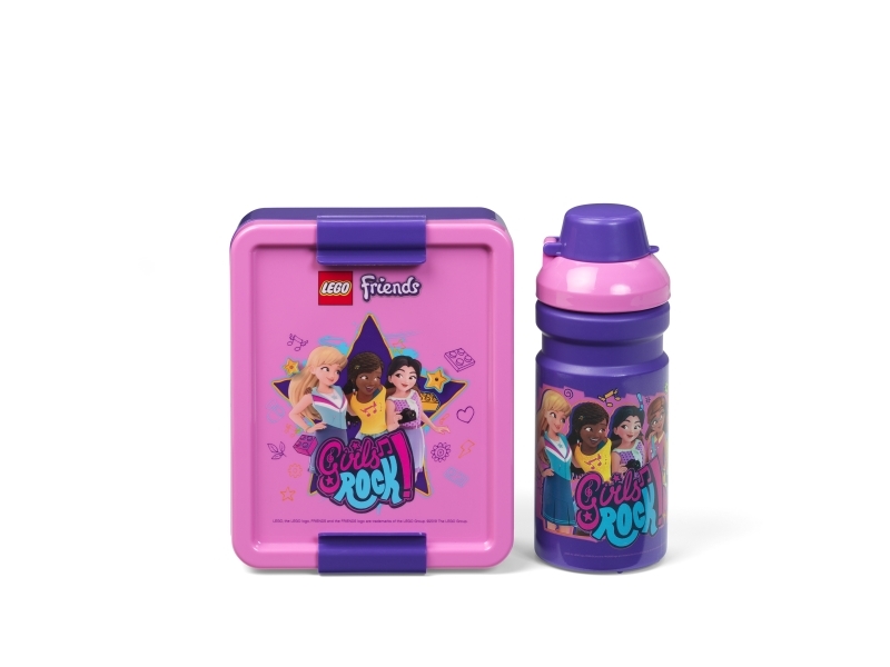 Room Copenhagen Lego Lunch Box Set Friends (Purple/Pink, 2 Pieces, With Drinking Bottle)