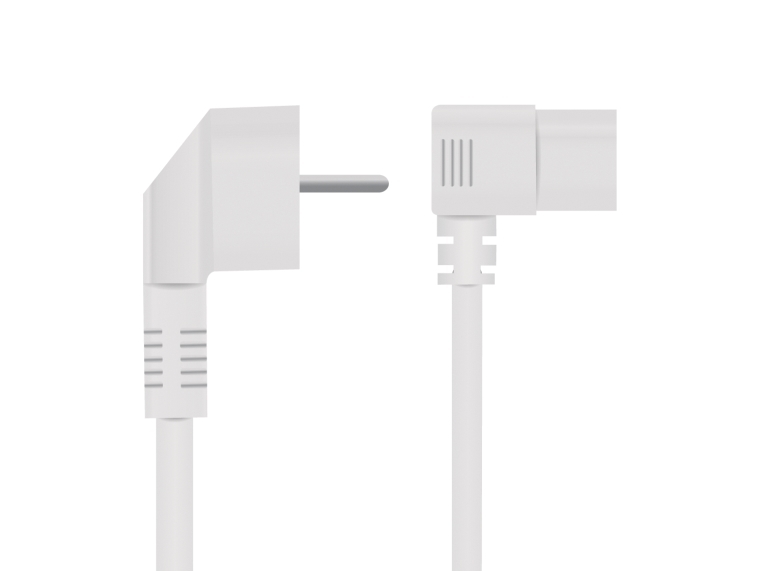 Mains Cable Safety Angled - Type C13 Angled 2M Wht