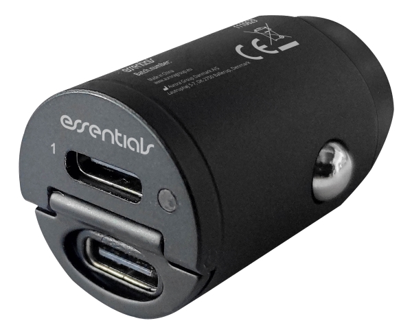 Car Charger 2X Usb-C Pd 30W, Dual Total 24W, Black
