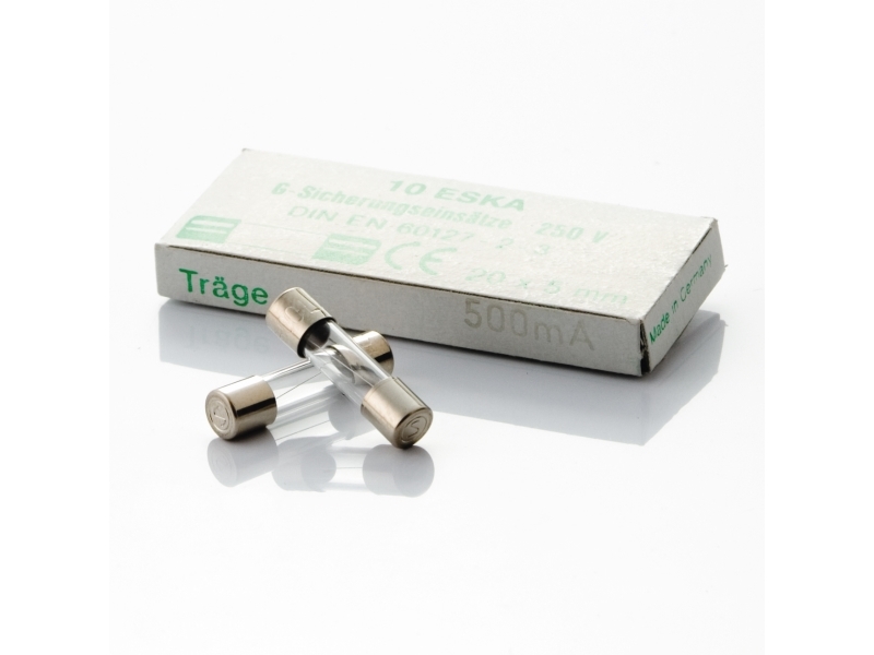 Glass fuse - slow, 0.5A- 10pack