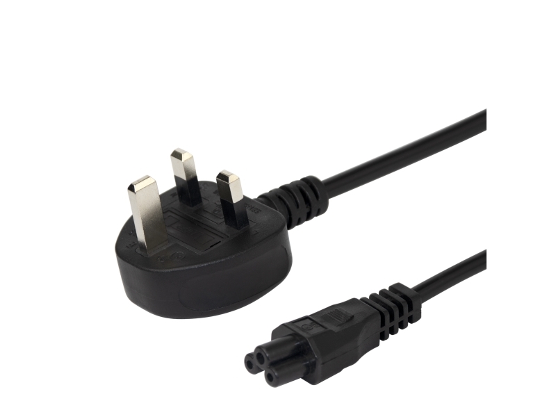 Earthed Device Cable, Bs 1363 To Straight Iec C5, Black, 1M