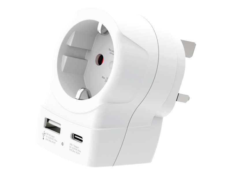 SKROSS-maapistoke Euroopasta Iso-Britanniaan USB AC20PD valkoinen