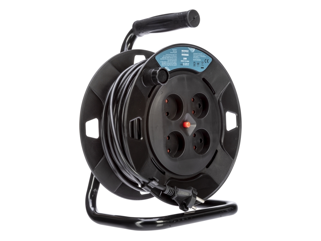 Cable Reel Dk 4 X Socket, H05vv-F,2X1.0, 25M