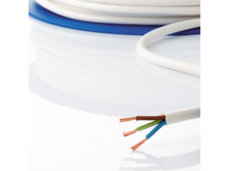 Round Mains Cable H05vv-F (3X1.5Mm²), 50M, White