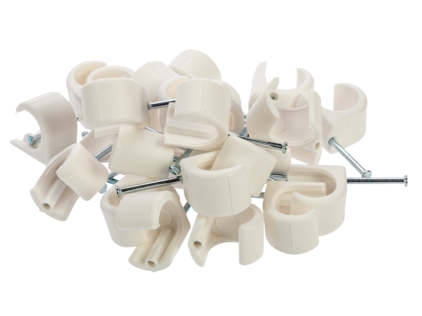 Cable Clips Round 14-20Mm, White, 25 Pcs