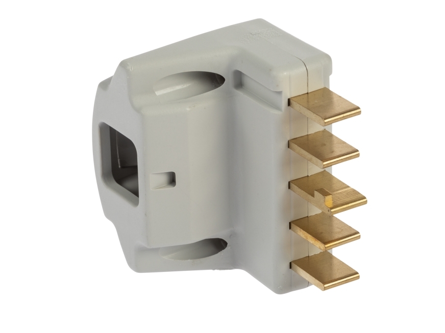 Plug 3P+N+J Angled (D), Light Grey
