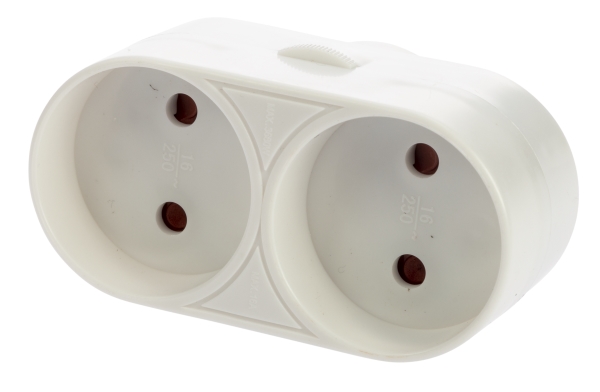 2-Way Socket W/O Earth, White