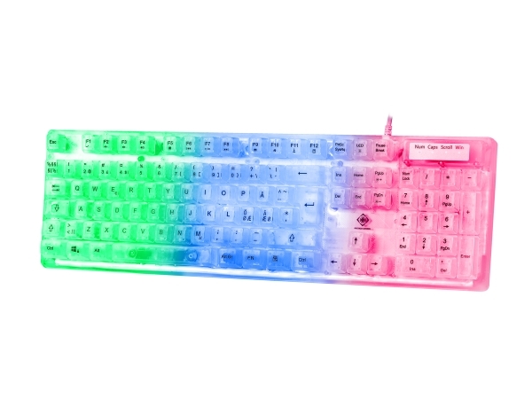 Dk250 Membrane Keyboard In Transparent Design, Rainbow Led