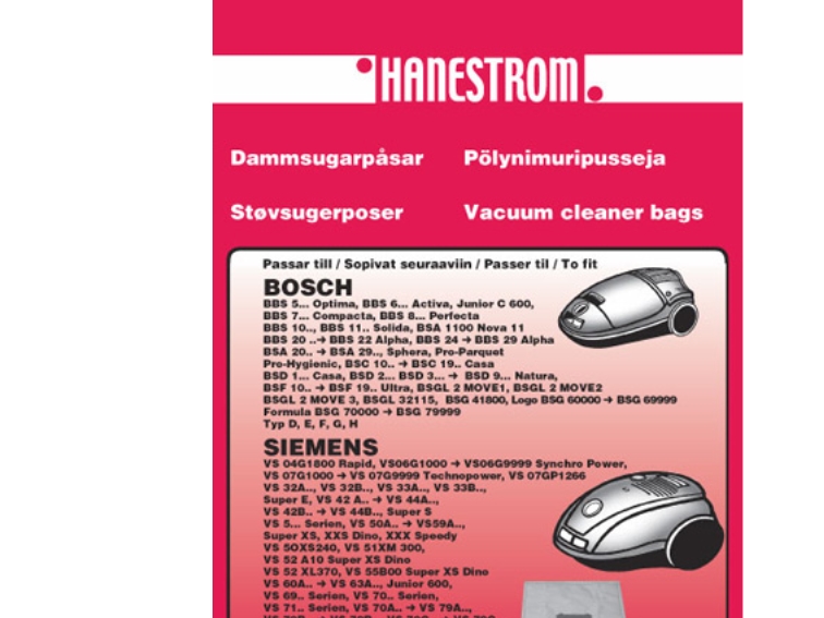Staubsaugerbeutel Bosch Bbs6,7,8 Siem Vs32,42
