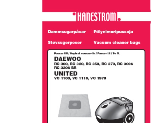 Staubsaugerbeutel United, Daewoo Rc 300