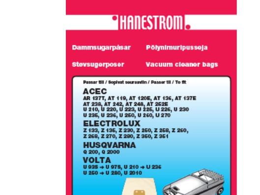 Staubsaugerbeutel Volta U 250-U 280