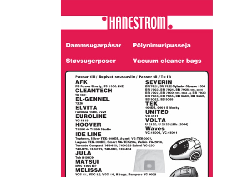 Pölynimuripussit IDE LINE TYPHOON, MELISSA VCC12