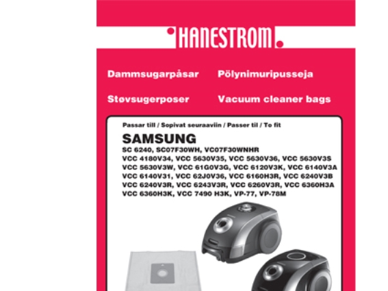 Staubsaugerbeutel Samsung Vcc 6240