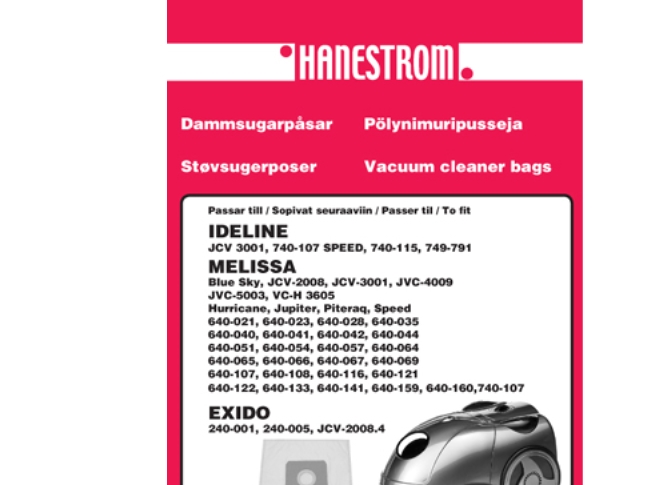 Støvsugerposer MELISSA JCV-2008, VC-H3605