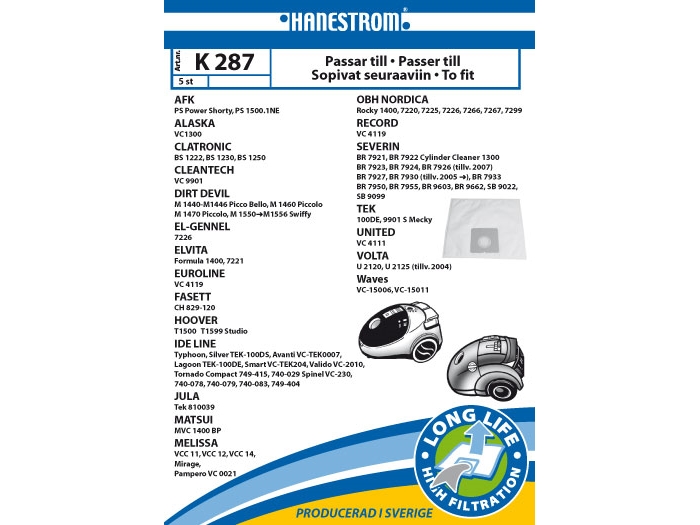 Dammsugarpåsar K287 | Vitvaror - Dammsugare - Dammsugare | GameStuff