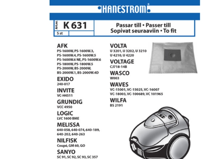Dammsugarpåsar K631 | Vitvaror - Dammsugare - Dammsugare | GameStuff