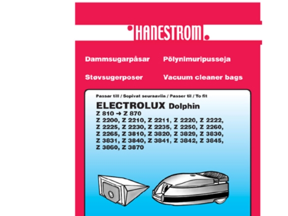Staubsaugerbeutel Electrolux Dolphin 5 P+Filter