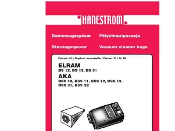 Staubsaugerbeutel Elram Bs 12, Bs 13, Bs 31