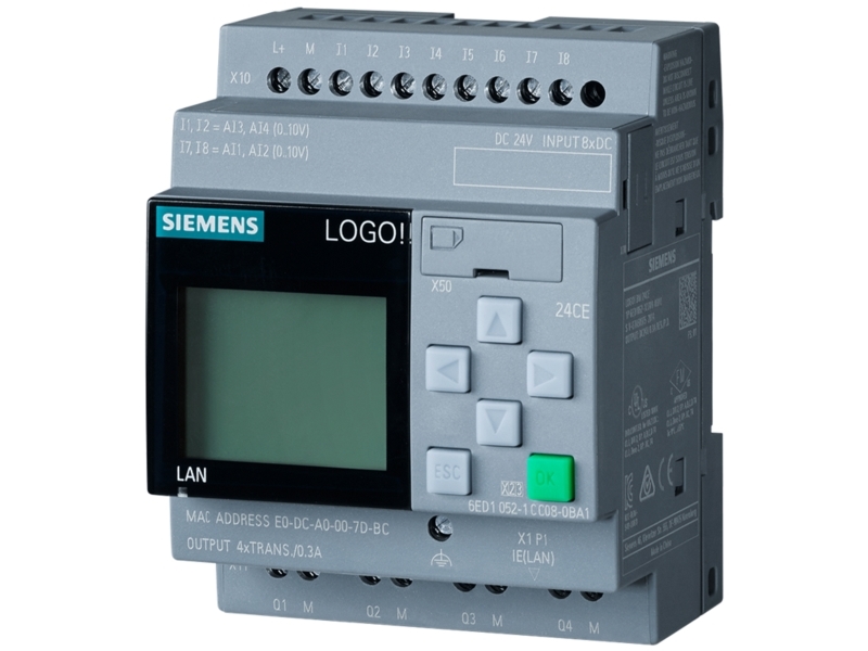 Logo! 24Ce, Logikmodul, Anzeige Pu/I/O: 24V/24V/24V-Transistor, 8Di (4Ai)/4Do