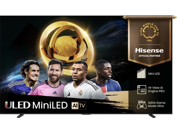 Hisense 100" U7qtuk Miniled 144Hz Smart Ai Tv With Freely, 2.54 M (100"), 3840 X 2160 Pixels, Uled, Smart Tv, Wi-Fi, Black