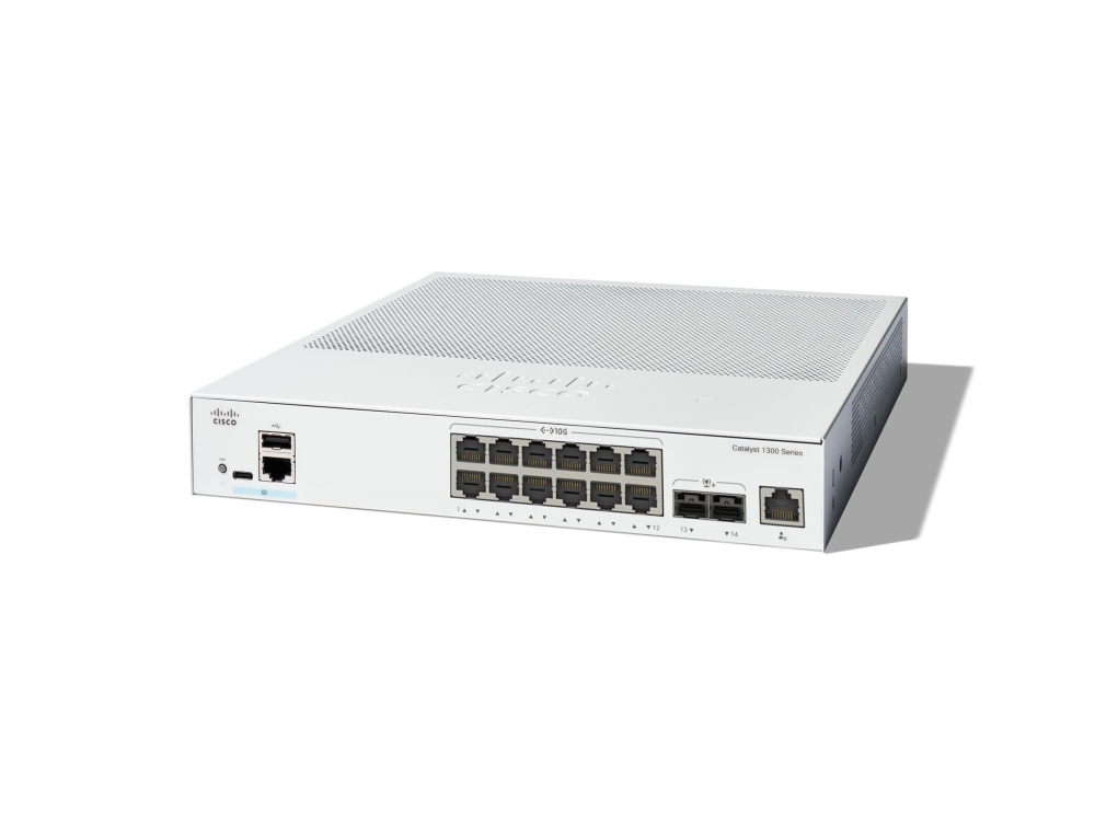 Cisco Catalyst 1300-12Xt-2X - Switch - L3 - Smart - 12 X 10Gbase-T + 2 X 10 Gigabit Sfp+ - Monterbar På Stativ