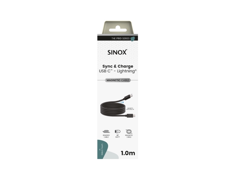 Sinox PRO USB C till Lightning magnetisk kabel. 1m Svart | Datortillbehör - Kablar & adaptrar - Datakablar | GameStuff