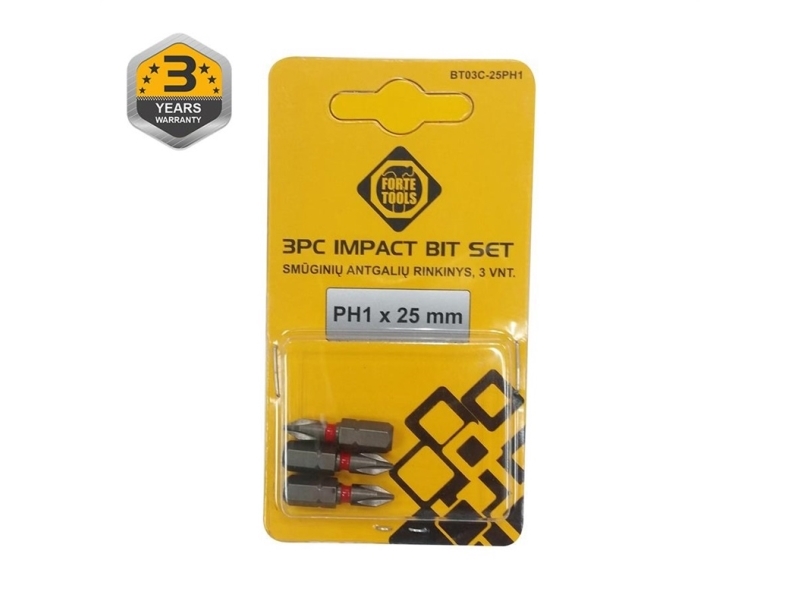 Forte Bit Til Skruetrækker Impact Ph1x25 Mm 3 Stk