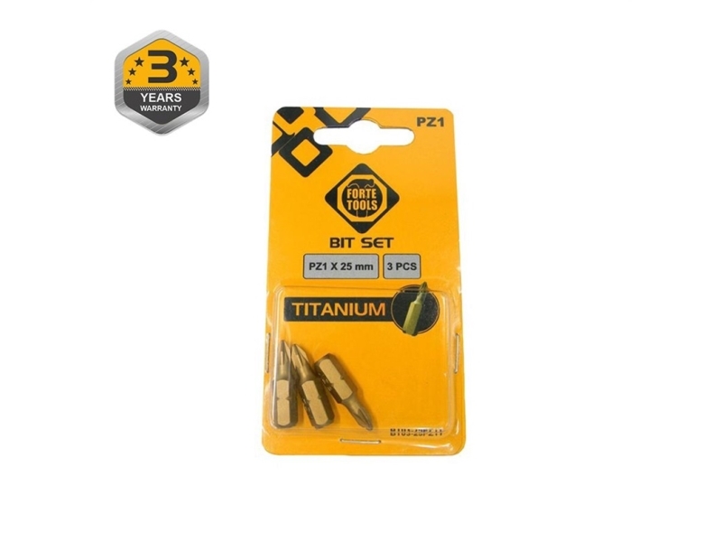 Forte Titanium Bit/Sjæle Pz1x25 Mm (3 Stk)