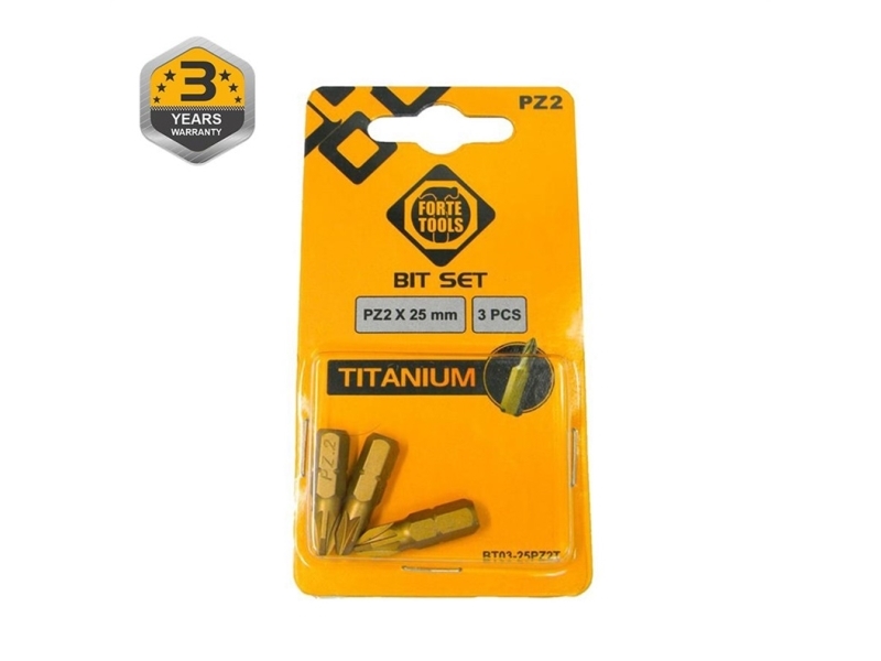 Forte Titanium Schrauberbit Pz2x25mm (3-Tlg.)