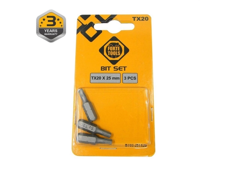 Forte Bits Til Skruemaskine Tx20 X 25 Mm 3 Stk