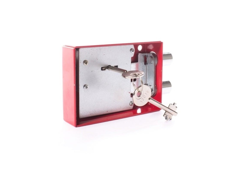 SAFE LOCK röd 2 nycklar 122,5x84x32 mm | Möbler - Tillbehör - Säkerhetsskåp | GameStuff